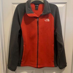 North Face Men's Red / Gray Zip Fleece Jacket M